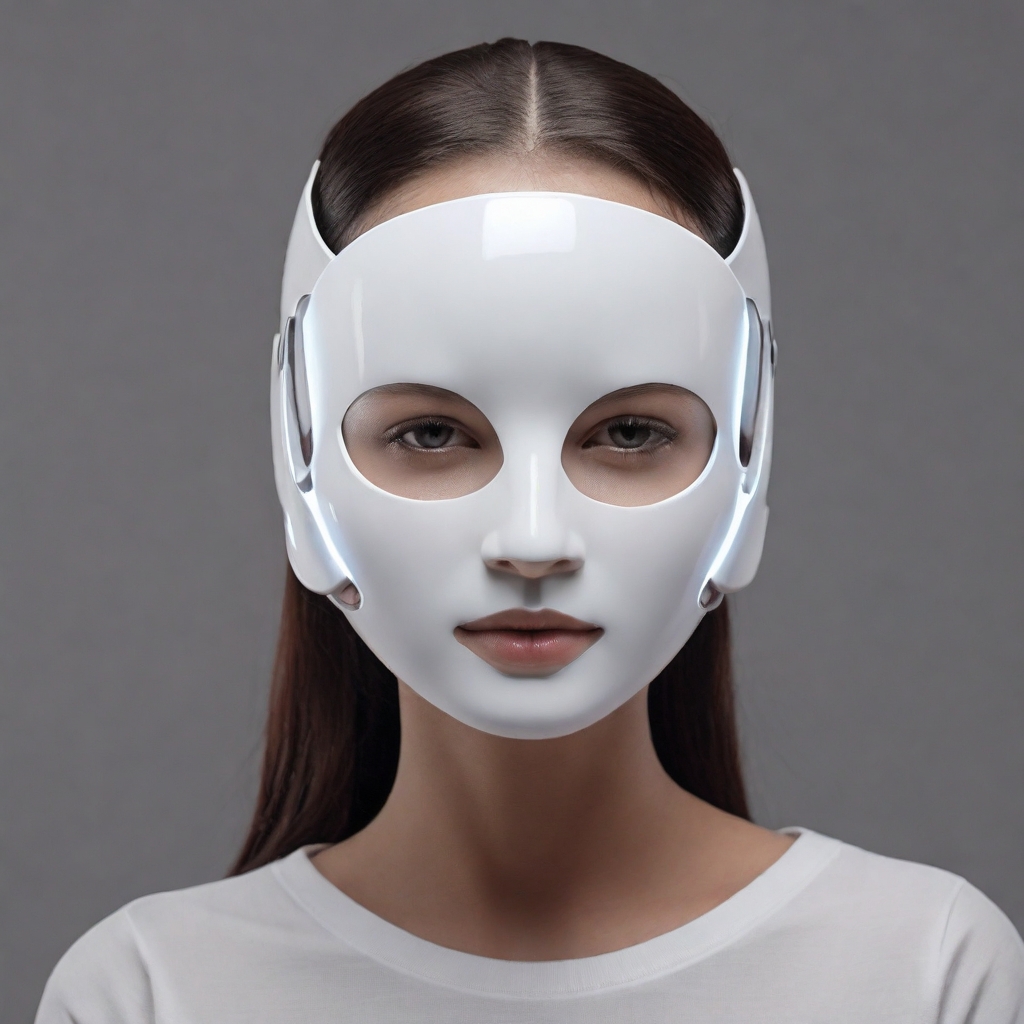 Hand holding LED mask