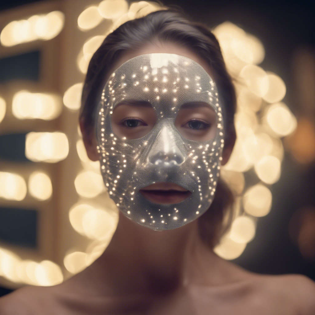 Person using LED face mask